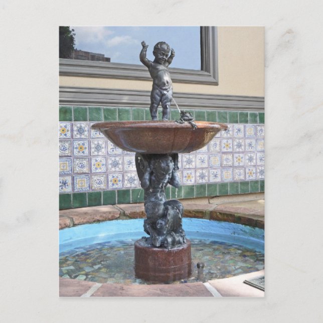 Boy and Frog Fountain by Raffaello Romanelli Postcard (Front)