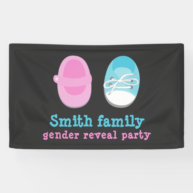 Boy and girl baby shoes gender reveal banner (Horizontal)