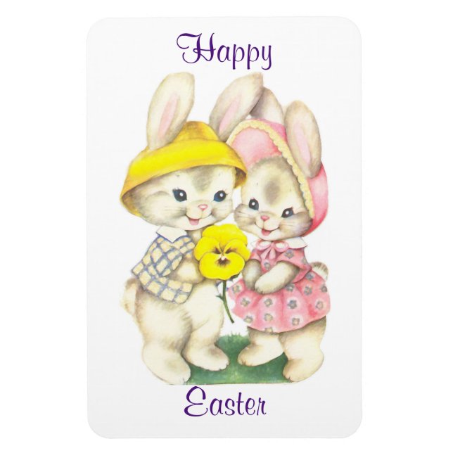 Boy And Girl Bunnies Magnet (Vertical)