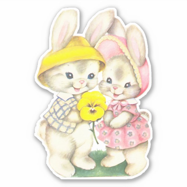  Boy And Girl Bunnies Sticker (Front)