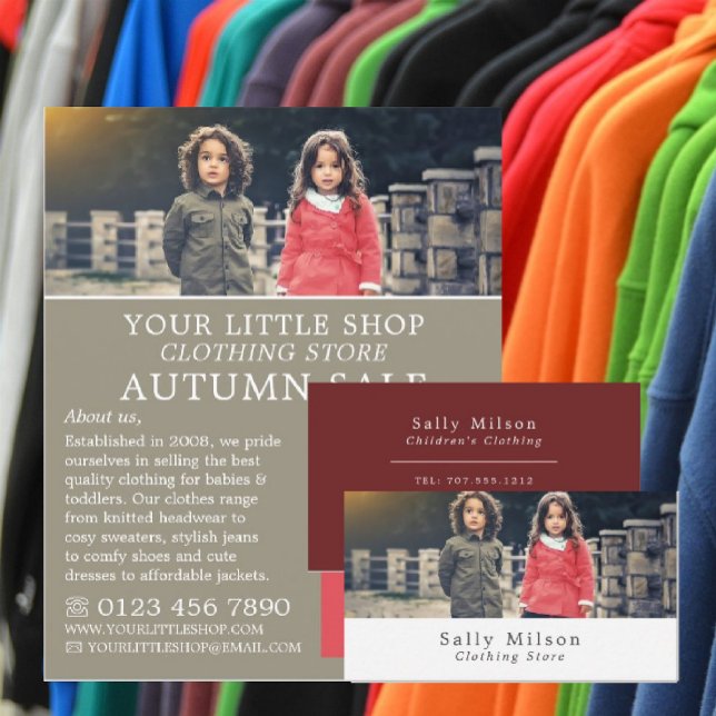Boy and Girl, Children's Clothing Store Business Card (Creator Uploaded)