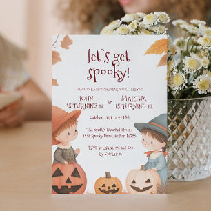 Boy and Girl Halloween Birthday Party Invitation