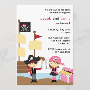 Boy and Girl Pirate Invitations