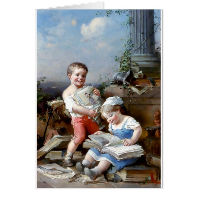 Boy and Girl Reading books painting (Front)