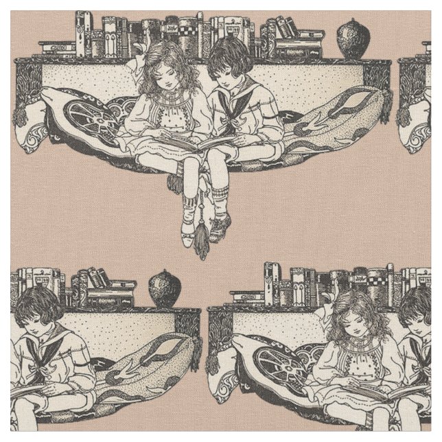 Boy and girl reading fabric (Close Up)