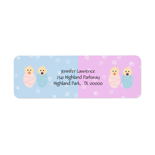 Boy and Girl Twins Address Labels (Front)