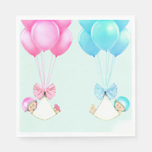 Boy and Girl Twins Baby Shower Napkin