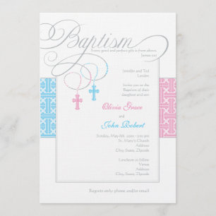 Boy and Girl Twins Baptism Invitation