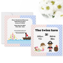 Boy and girl twins mermaid pirate birthday