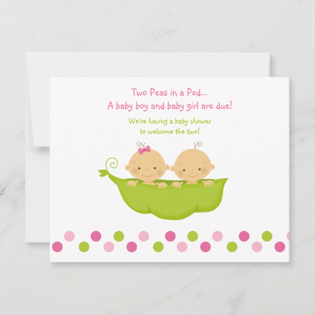 Boy and Girl Twins Peas in a Pod Invitation (Front)
