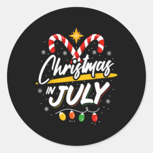 Boy And Girl Who Loves Christmas In July Summer Va Classic Round Sticker