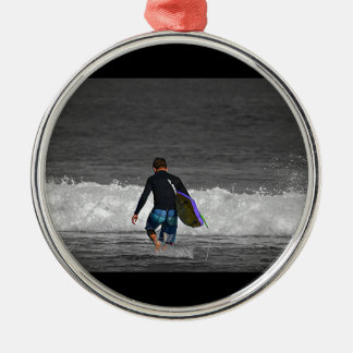 BOY AND HIS BOOGIE BOARD METAL TREE DECORATION