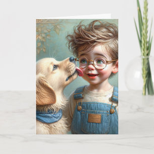Boy and His Dog Birthday Card