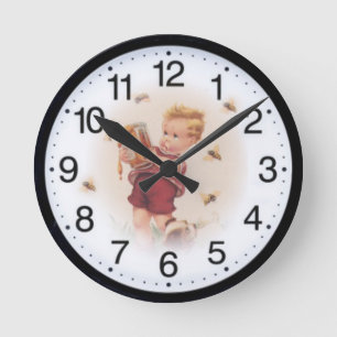 Boy and honey round clock