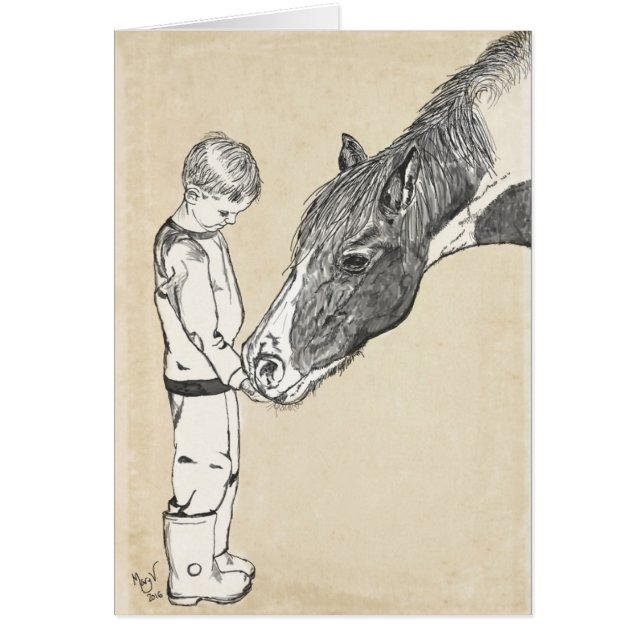 Boy and Horse Gentle Conversation Note (Front)