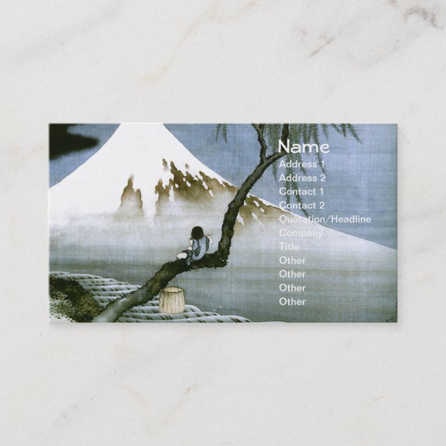 Boy and Mount Fuji Hokusai Japanese Fine Art Business Card (Front)
