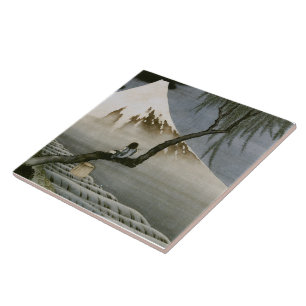 Boy and Mount Fuji Hokusai Japanese Fine Art Ceramic Tile