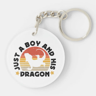 Boy and Pet Bearded Dragon Lizard Funny Saying Key Ring