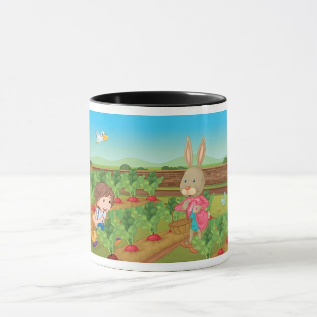 Boy And Rabbit Picking Veggies Mug (Creator Uploaded)