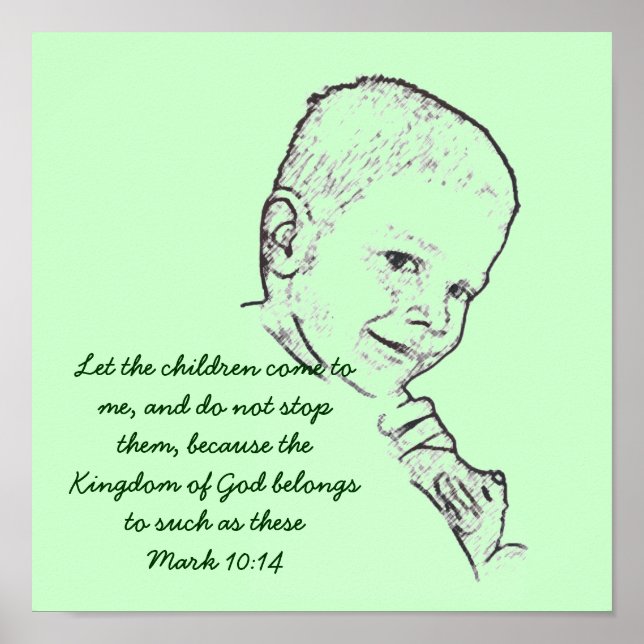Boy and Teddy (Mark 10:14) Poster (Front)