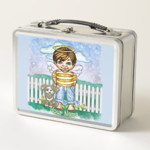 Boy Angel and Dog  Metal Lunch Box
