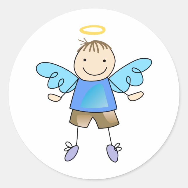 BOY ANGEL CLASSIC ROUND STICKER (Front)