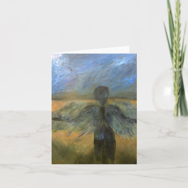 Boy Angel On Call Note Card (Front)