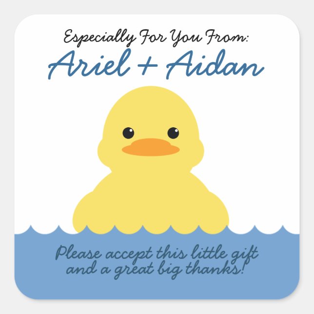 boy ANY AGE rubber DUCKY BIRTHDAY party favour Square Sticker (Front)