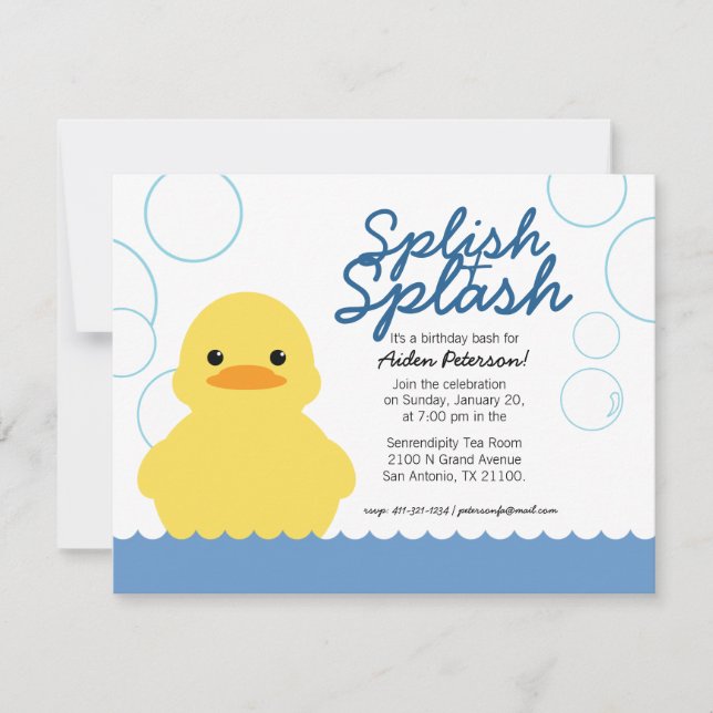 boy ANY AGE rubber DUCKY BIRTHDAY party Invitation (Front)