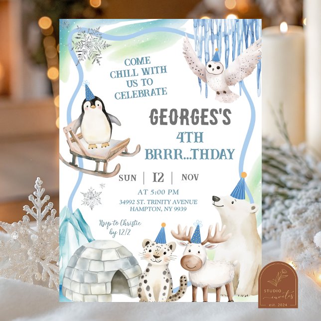 Boy Arctic Animals Birthday Party Invitation (Creator Uploaded)