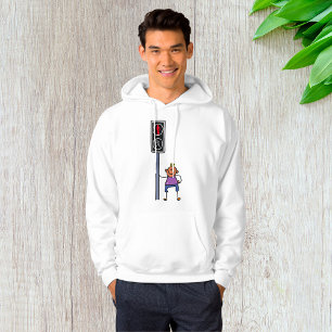 Boy at Pedestrian Crossing with Red Stop Signal Hoodie