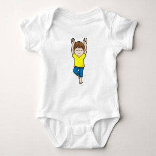 Boy at Yoga Stretching exercises Baby Bodysuit