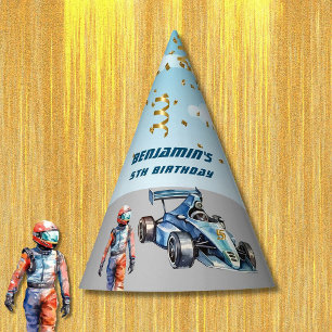 Boy Auto Racing Theme 5th Birthday  Party Hat