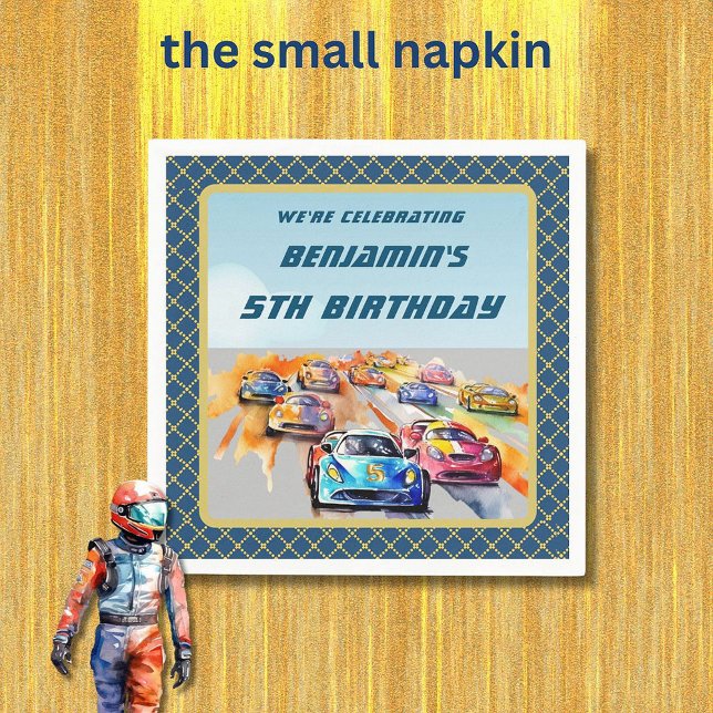 Boy Auto Racing Theme 5th Birthday Party Napkin (Creator Uploaded)