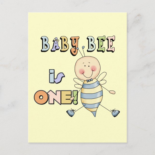 Boy Baby Bee 1st Birthday Tshirts and Gifts Postcard (Front)