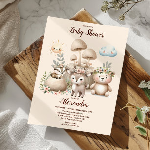 Boy Baby Boho Woodland Baby Shower Invitation