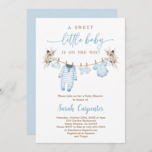 Boy Baby Clothes Baby Shower Invitation
