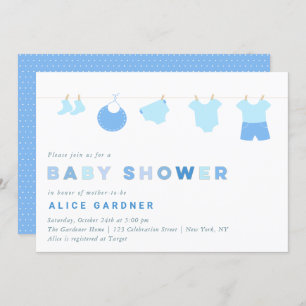 Boy Baby Clothes Baby Shower Party Invitation