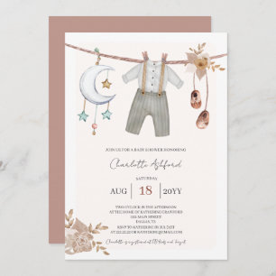 Boy Baby Clothes Boho Baby Shower Invitation