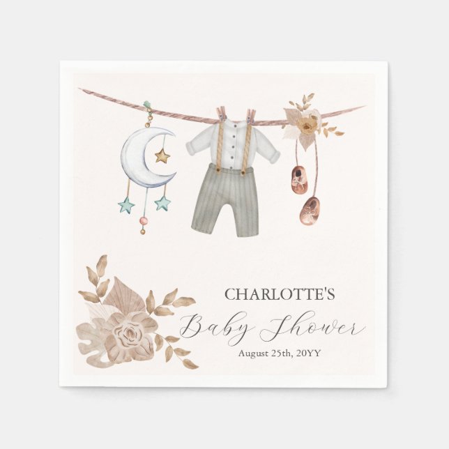 Boy Baby Clothes Boho Baby Shower Napkins (Front)