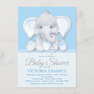 Boy Baby Elephant Baby Shower Invitations