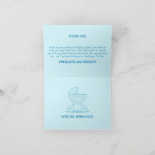 Boy Baby Gender Reveal Party Thank You Card