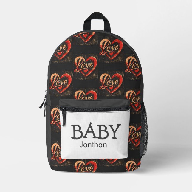  Boy Baby Heart theme Printed Backpack (Front)