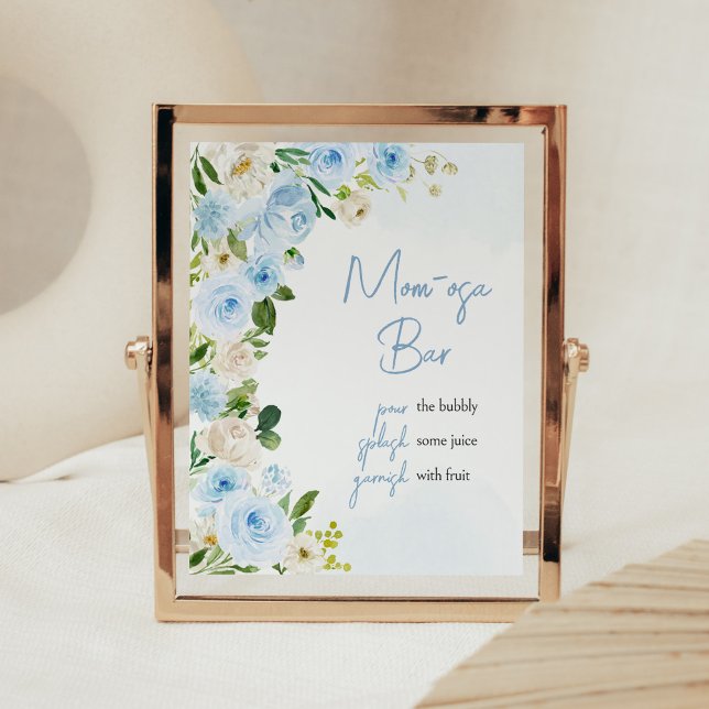 Boy Baby in Bloom Baby Shower Mum osa Bar Poster (Spring Flowers Baby Shower Mom Osa Bar Sign)