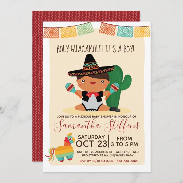 Boy Baby Mariachi Baby Shower Invitation (Front/Back)