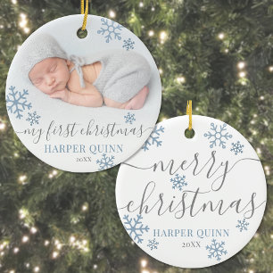 Boy Baby My First Christmas Photo Ceramic Ornament