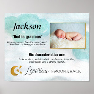 Boy Baby Name Meaning Photo Modern Love To Moon Poster