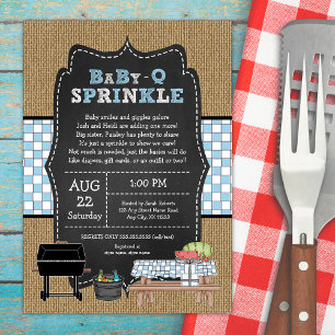 Boy Baby Q Sprinkle, BBQ baby shower Invitation