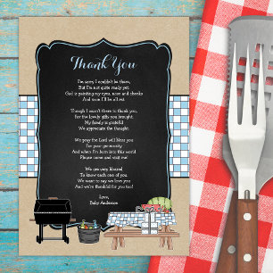 Boy Baby Q thank you note poem / BBQ baby shower Invitation