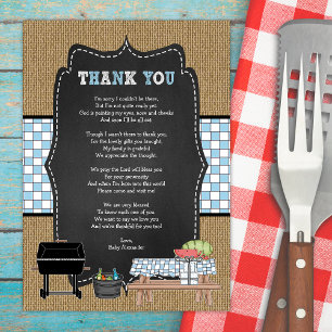 Boy Baby Q thank you notes poem / BBQ baby shower Invitation